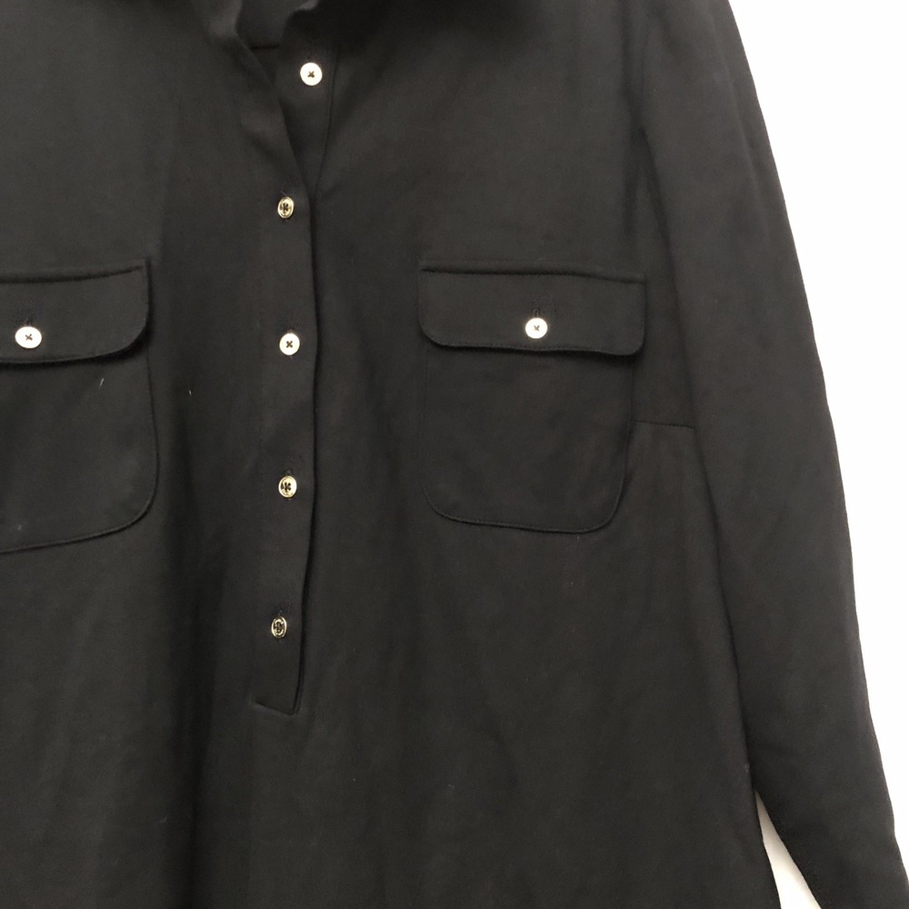 Jones New York Women's Black Two Pocket Gold Buttons 3/4 Sleeve Shirt Dress - 16 - Picture 2 of 11